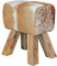 möbelando Design Turnbock Sitzhocker Ziegenfell Braun/Weiß 40 x 30 x 47 cm | Turnhocker Hocker Fellhocker Springbock | Beistellhocker Fußhocker