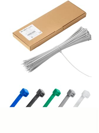 Haus Projekt Grey 300x3.6mm Cable Ties Heavy Duty, 100pcs Premium Industrial Multi-Purpose Plastic Zip Tie Wraps, Indoor and Outdoor Use, Cable Management, Wires, Office, Garden, Garage, Workshop