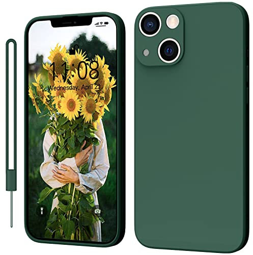 KPPIT iPhone 14 Case, iPhone 14 Protective Case Silicone,Ultra Slim Soft Gel Anti-Scratch,Microfiber Lining,Rubber Shockproof Case Cover iPhone 14 [6.1 inch] Night Green