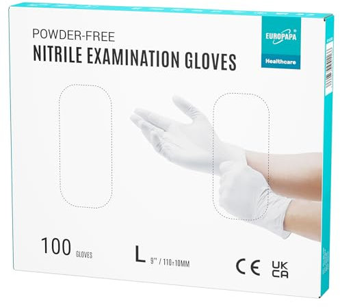 EUROPAPA® Lot de 100 gants jetables en nitrile sans latex non stériles sans latex