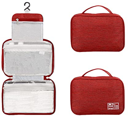 Lin's Liliana Trousse de toilette étanche à suspendre, rouge, Simple neutre