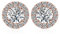 JewelryPalace 1ct Halo Orecchini a Bottone Donna Argento 925 con Cubica Zirconia, Piercing Orecchini a Lobo con Pietra a Rotondo, Orecchini Nuziali in Oro Rosa Matrimonio Set Gioielli Donna