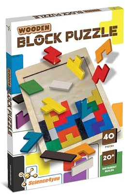 Science4you Holzpuzzle mit 40 Teilen für Kinder 3 4 5 6 Jahre alt – Hölzerne Puzzles, Tangram Spiel, Geschicklichkeitsspiel, Montessori Lernspielzeug für Jungen & Mädchen im Alter von 3 4 5 6+ Jahren