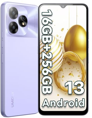 UMIDIGI A15 Smartphone Ohne Vertrag (2023), Android 13 NFC Handy 16GB(8GB+8GB)+256GB(Bis zu 1TB), 64MP+16MP, 6,7 HD+Display, 5000mAh+20W Schnelles Laden, 4G Dual SIM Simlockfreie Handys-Purple