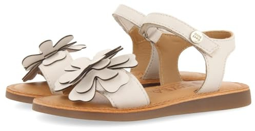 GIOSEPPO TAKILMA Gelbe Sandalen aus Leder mit Blumenverzierung für Mädchen und Jungen, weiß, 28 EU