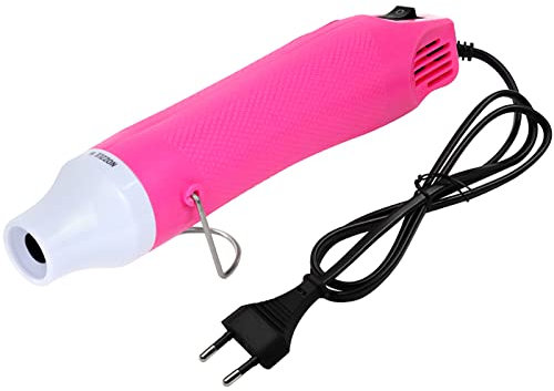 Pistola Termica,Pistola Aria Calda Professionale 300W,Pistola Termica Elettrica Portatile,per Goffratura Artigianale,Tubi Termorestringenti,Asciugatura Vernice,Argilla,Timbri in Gomma(Rosa)
