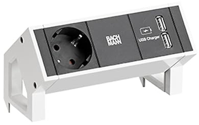 BACHMANN DESK2 1xCEE7/3 USB Charger, Strom 0,2m GST18 RAL9010