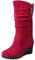 rismart Stivali Western Donna Polpaccio Medio Tacco a Zeppa Foderato con pelliccia sottile Camoscio Scarpe Invernali Rosso,39