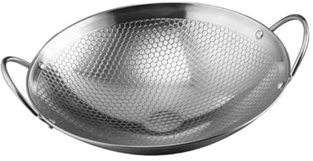 Double Ear Wok Pot Chinese Wok Nonstick Skillet Pot Stir Fry Pan Deep Frying Pan Round Bottom Wok for Kitchen Home Restaurant, 7inch