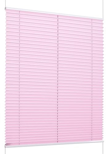 K-Home Klemmfix-Plissee Florida Rosa 85 x 210 cm (B x L) einzigartiges Design mit bezauberndem Lichteffekt