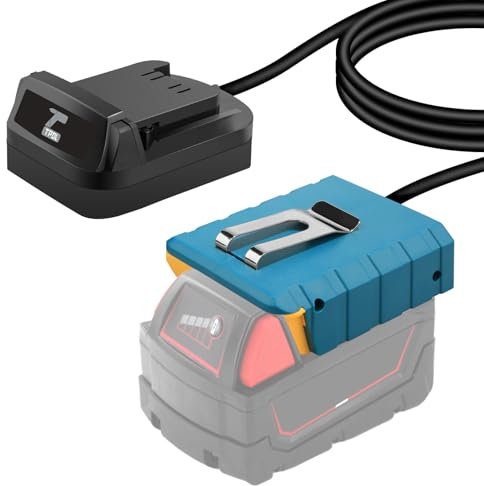 DEWDYS Belt Battery Adapter,for Milwaukee M18 18V Battery,Use for Milwaukee 18V Cordless Power Tools, with 59inch Cable,Red (Adapter Only)