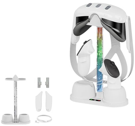 JDXFENG Controller for stazione dock di ricarica Oculus/Meta/Oculus Quest 3 Supporto for occhiali Caricabatterie Luce RGB Supporto for controller for cuffie for Meta/Oculus Quest 3