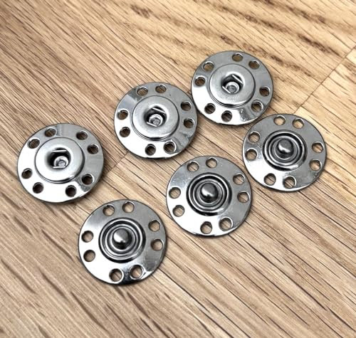 stabile silber/grau glänzende Druckknöpfe Metallknöpfe Knöpfe zum Annähen 15mm oder 22mm (5 Stück) (15mm)