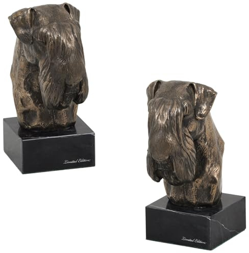 Art-Dog Dog Marmor Statue - Unique Edition ArtDog Collection - Handmade Cold Cast Bronze Sculpture for Dog Lovers Indoor- Dog Figurine - Statue Schnauzer II