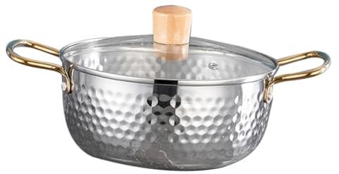 Alipis Stainless Steel Ramen Noodle Pot Small Stove Top Boiling Pot Dual Handle