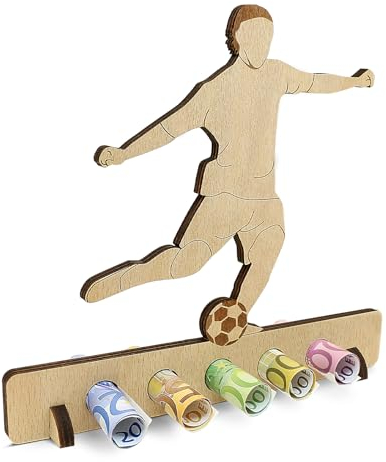 Sugeru Geldgeschenke Geburtstag - deko - Geschenk für Fußballer,Fußballliebhaber,Fußball Geldgeschenk,Fussball Geschenke | Geschenke aus Holz | Geschenke aus Holz - Geschenke für Männer(Fußballer)