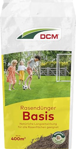 DCM Rasendünger Basis - Langzeit Rasendünger - Mit MINIGRAN® TECHNOLOGY - Für alle Flächen geeignet - organisch-mineralischer NPK-Dünger - 9 kg für 200 qm