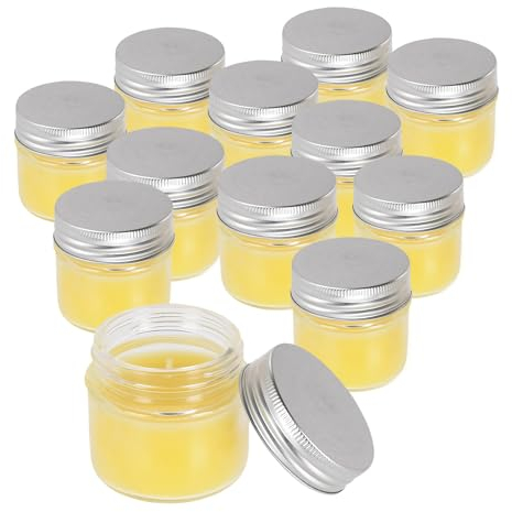 Citronella Duft Kerze im Glas mit Schraubdeckel 6 x 6 cm - 12 Stück - Duftlicht mit Deckel Zitronen Aroma - Garten Balkon Camping Bistro Licht 35 Std. Brenndauer