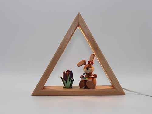 Original Ullrich Kunsthandwerk Osterhasen inkl. beleuchtetem LED Dreieck, AMA0004