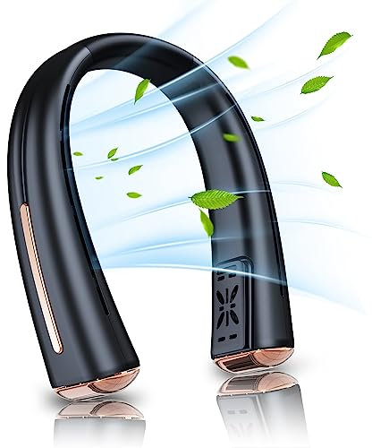 Dancial Portable Neck Fan - 5200mAh Battery Cooling Fan with 360° Airflow, Quiet and Rechargeable for Women, Men, Outdoor Travel (Black)