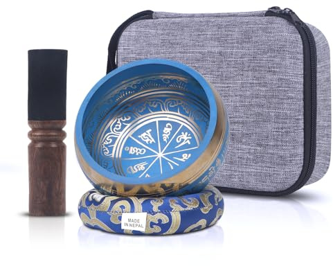 Kmise Bol chantant de 12,7 cm avec fond bleu et motif doré