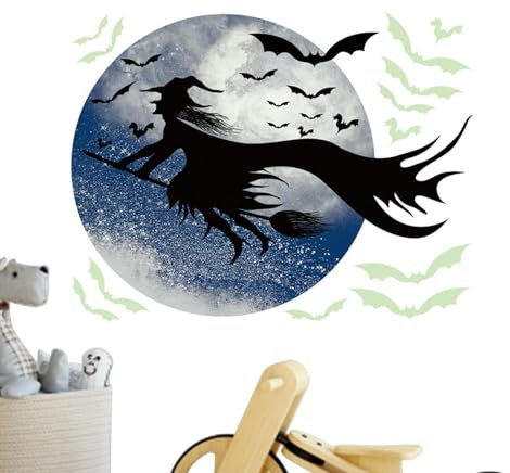 Hexen-Fensteraufkleber - Halloween Scary Silhouette Window Poster Decals,Horror-Aufkleber, Große -Halloween-Fensterdekorationen, Böse Hexen-Aufkleber Für Fenster, Wand, Halloween