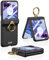Motorola Moto Razr 50 Ultra Magnetic Case [Built-in Back Screen Protector and Ring Kickstand] Slim Shockproof Protective Case Cover for Motorola Moto Razr 50 Ultra, Black