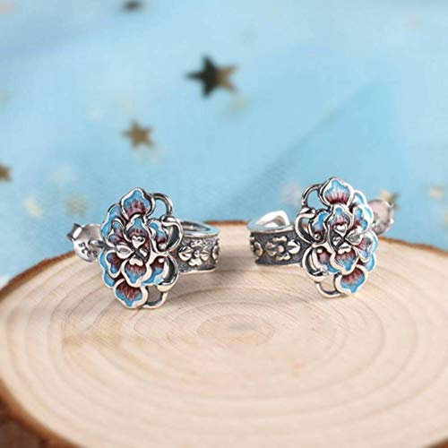 SHOUKAII Ohrringe for Frauen, Ethno-Stil, Sterling-Silber-Schmuck, Blaue Ohrringe, Modeschmuck for Frauen