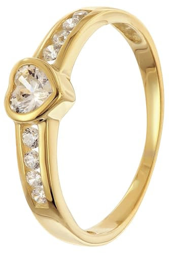 trendor Damenring Herz Zirkonias Gold 333/8K wunderschönes Schmuckstück für Frauen, edle Geschenkidee und tolles Accessoire, 68406-58 Ringgröße 58/18,5