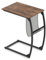 LIFEZEAL Beistelltisch C-förmig, Sofatisch mit Zeitungstasche, Kaffeetisch Betttisch Industriestil, Kleiner Tisch für Wohnzimmer, Schlafzimmer & Balkon, Rustikales Braun & Schwarz (51 x 35 x 64 cm)