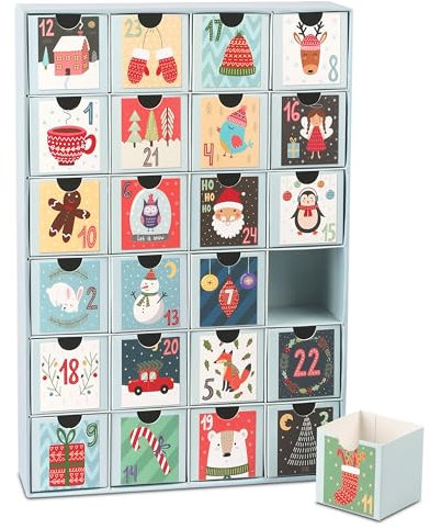 Adventskalender 2024 zum Selbst Befüllen – 24 wiederverwendbare Boxen (6x6x6 cm), Kalender DIY, ideal für Kinder & Erwachsene, Freund und Freundin – in Blau für kreative Advent & Nikolaus-Geschenke