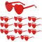 12 Stück Herz Sonnenbrille Rot, Partybrille Herz Randlose Sonnenbrille, Hippie Herzförmige Brille, Transparente Candy Color Sonnenbrille, Party Brille, Herzbrillen für Geburtstagsfeier, Fasching