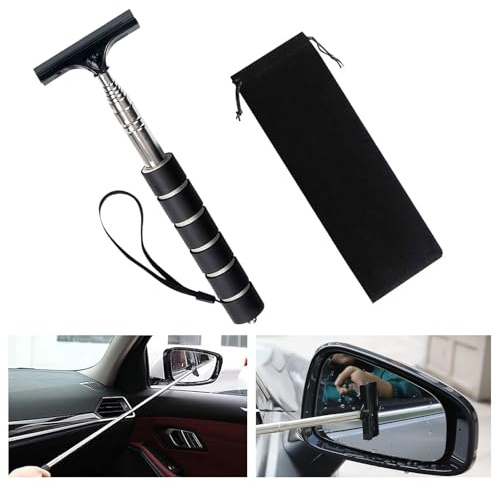 dinghaole Car Window Cleaner Wiper,Mini Car Rearview Mirror Wiper with Storage Bag,Window Squeegee,Portable Vehicle Interior Exterior Accessories for Rainy Foggy Weather,Ideal for Rainy Foggy Weather