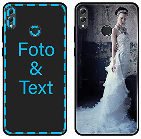 Sunrive Funda Personalizada Compatible con Huawei Honor 8X MAX, Carcasa Personalizable para tu móvil con Foto Imagen Frase o Texto-(Silicone Frontera+Cristal Templado Posterior)