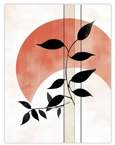 Artery8 Abstract Sunset Moonrise Moon Devils Ivy Leaves Living Room Extra Large XL Wall Art Poster Print