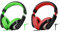 Rockpapa Comfort Kids Headphones for School, Lightweight Childrens Boys Girls Teens Over-Ear Headphones Wired 3.5mm for CD DVD Player Tablet Phone Travel Black/Green+Black/Red