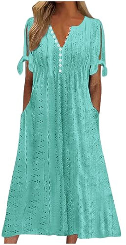 KUIH Women Dresses Plus Size Summer Maxi Dresses for Wome UK Loose Casual a Line Dress Elegant Party Tunic Dress Ladies Sundress Beachwear Holiday Clothes