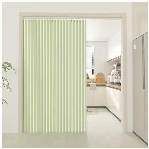 APMOE Home Room Darkening Door Curtains, Privacy Pleated Folding Curtain With Magnetic Closure Closet Door Curtains for Temporary Door Solutions Doorway Curtains(Green,70x180cm)