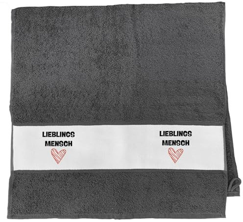 Huuraa Handtuch Lieblingsmensch Herz Geschenk 50x100cm Graphite Baumwolle Lieblingsmensch Präsent