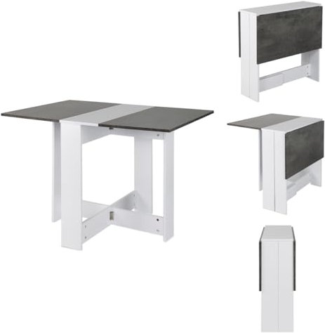 WODFARR Esstisch Tisch, Beistelltisch Klappbarer, Quadratischer Tisch, Esszimmertisch Küchentisch, Melamin-Spanplatte, 103 * 76 * 73.4 cm (Weiß + Betonfarbe)