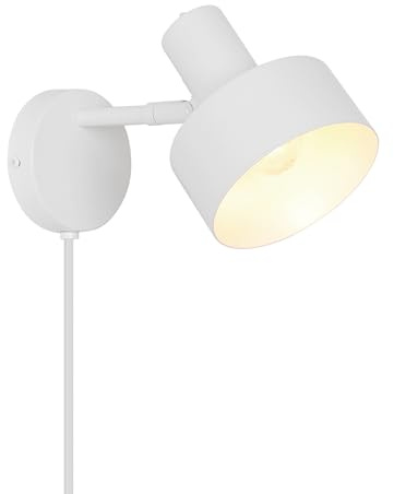 Nordlux Matis Wandleuchte, Weiß, Minimalistisches Design, Verstellbarer Lampenschirm, E27 Fassung, 15 W, IP20, für Wohnzimmer, Schlafzimmer und Büro
