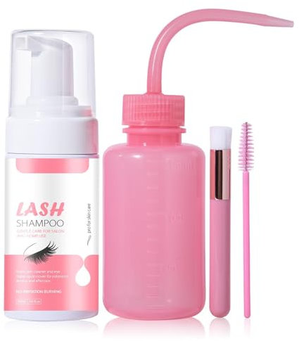 Iouyjiu Eyelash Reiniger, Lash Shampoo, Extension Wash, Gentle Foam Formula, inklusive Bürste & Rinse Flasche, 100 ml, ideal für Make-up-Entferner, Salon, und At-Home Care, 1,57 Zoll