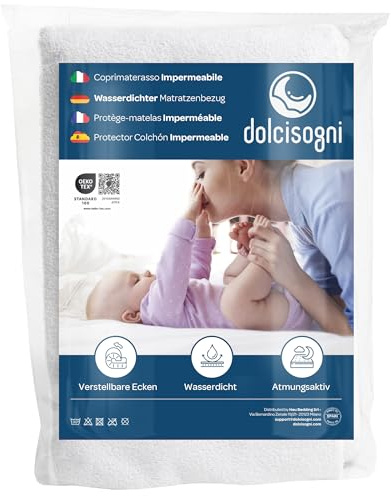 DOLCI SOGNI Matratzenschoner 70x140 cm (2 Stück) – Wasserdicht, Atmungsaktiv, Antibakteriell – Mit Ecken-Gummi – Waschbar bis 60°C – OekoTex – Made in Europe