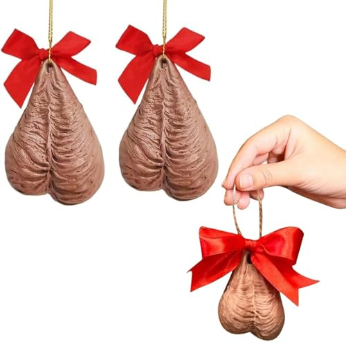 2 Pcs Funny gifts for men Christmas Decorations 3d Novelty Baubles Gag Gifts for Christmas, Birthdays Men, Women, Friends for Personalization Xmas Tree Decoration for Party, Indoor Home Accessories