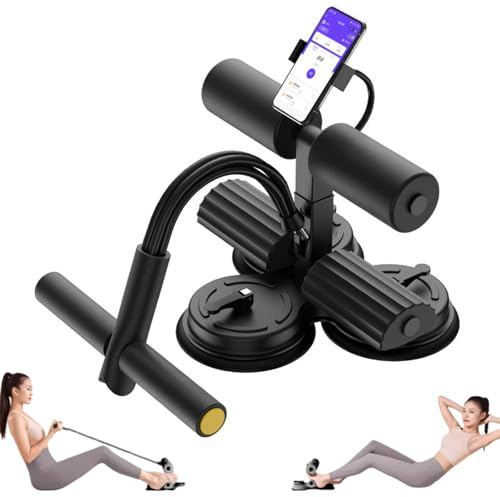 Kensbro Tragbare Sit Up Bar, Selbstsaugung Sit Up-Bar mit Drie Saugnäpfe | Verstellbares Sit-Ups Assistent Gerät mit Handyhalterung für Home Gym