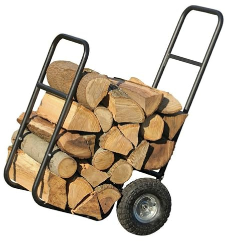 Holzwagen für Brennholz mit großen Rädern, 250LB Kapazität, Stahl-Dolly-Schlepper-Träger für den einfachen Transport von Kamin, Feuerstellenholz