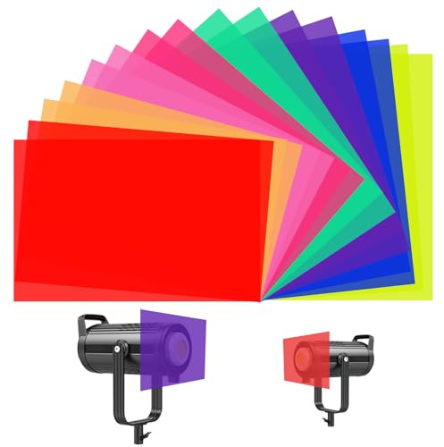 16 Stück Folie Hitzebeständig für Lampen, 8 Farben Lampenfolie, Farbkorrektur Gel Lichtfilter für Lampe Scheinwerfer Foto Studio (29.7x21cm)