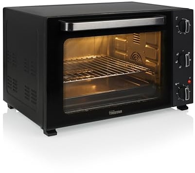 Tristar Horno de Convección 48 L, 1800 W, Aire Caliente con 6 Ajustes, Temporizador 90 Minutos, Puerta Doble Cristal, Luz Interior, Bandeja y Rejilla, OV-3665