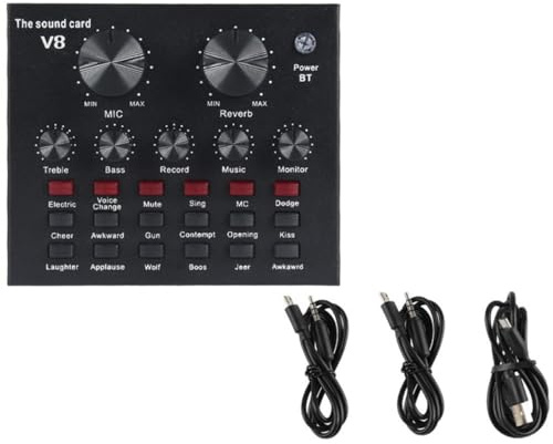 Ipetboom Table de Mixage Audio en Direct avec Micro Condensateur pour Diffusion en Direct, Équipement de Podcast Mobile Multifonctionnel, Mixeur Audio Portable Noir