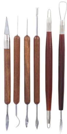 6pezzi Utensili Per Scultura Argilla Con Manico Legno Strumenti Per Modellare Ceramica E Progetti Creativi Per Intaglio E Modellazione